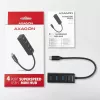 Axagon HUE-M1C 4x USB 3.2 Gen 1 MINI hub, metal, kabel USB-C 20cm