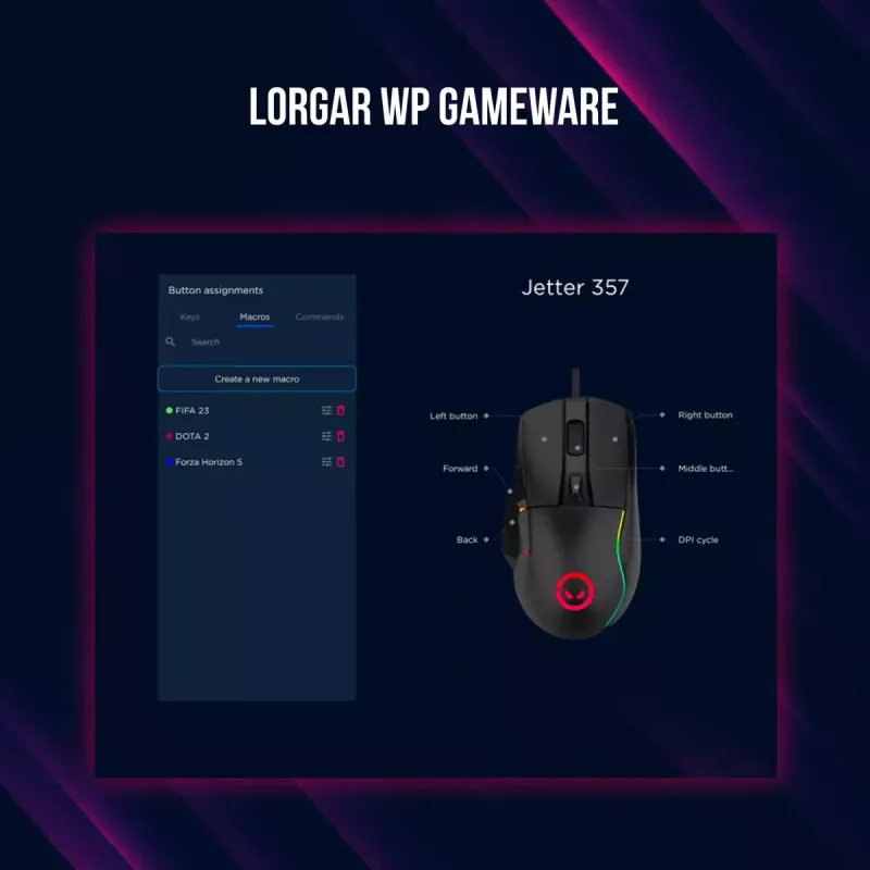 Mysz Lorgar Jetter 357 Gaming Optyczna Praworęczna