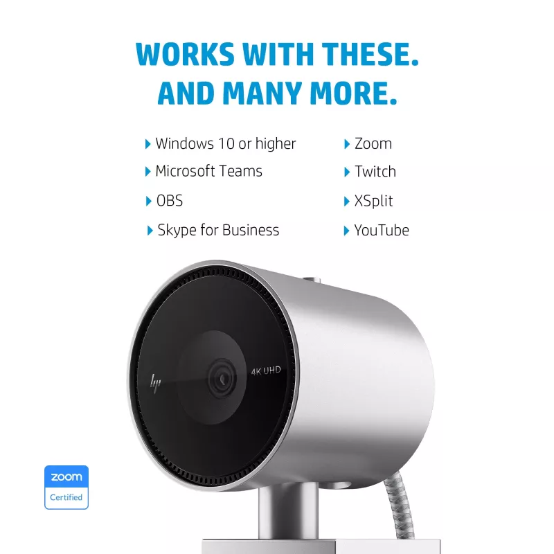 HP 950 4K Webcam, 3840 x 2160 pikseli, Full HD, 30 kl./s, 1x, Auto, Auto