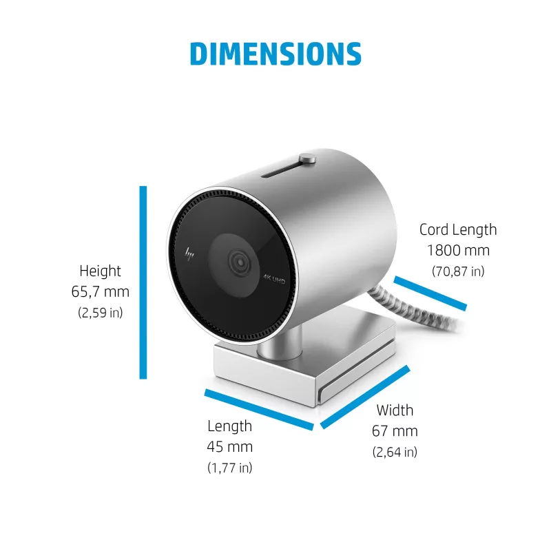 HP 950 4K Webcam, 3840 x 2160 pikseli, Full HD, 30 kl./s, 1x, Auto, Auto
