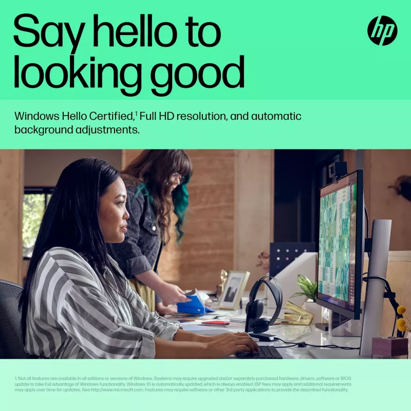 HP 625 FHD Webcam, 4 MP, 1920 x 1080 pixels, Full HD, biznesowa, USB, czarna