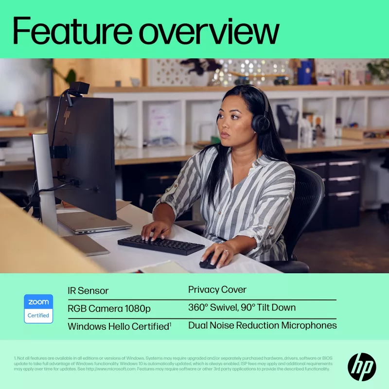 HP 625 FHD Webcam, 4 MP, 1920 x 1080 pixels, Full HD, biznesowa, USB, czarna