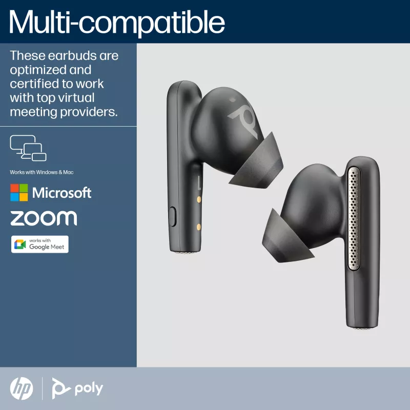 HP Poly Poly Voyager Free 60 UC Carbon Czarny Earbuds +BT700 USB-A Adapter +Basic Charge Case