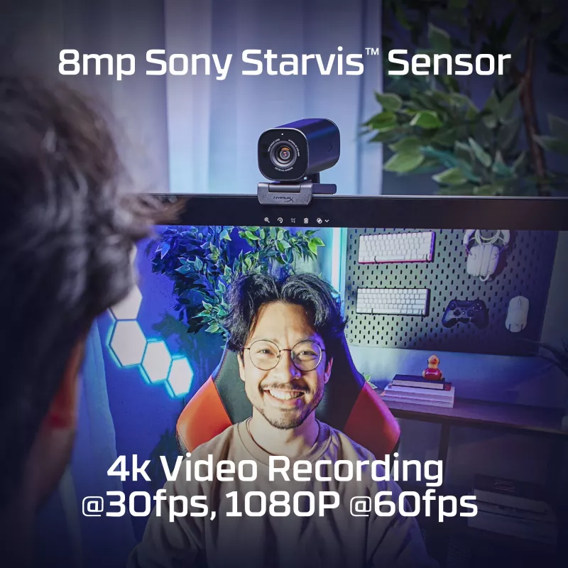HyperX Vision S Webcam, Czarny, Windows 10, Windows 11, Mac OS X 10.10 Yosemite, MacOS, ChromeOS, 45 mm, 93,3 mm