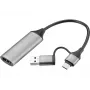 Sandberg HDMI Capture Link do USB-C/A, HDMI Typ A (Standard), USB Typ-A + USB Typ-C, Żeński, Męski, Prosty, Prosty