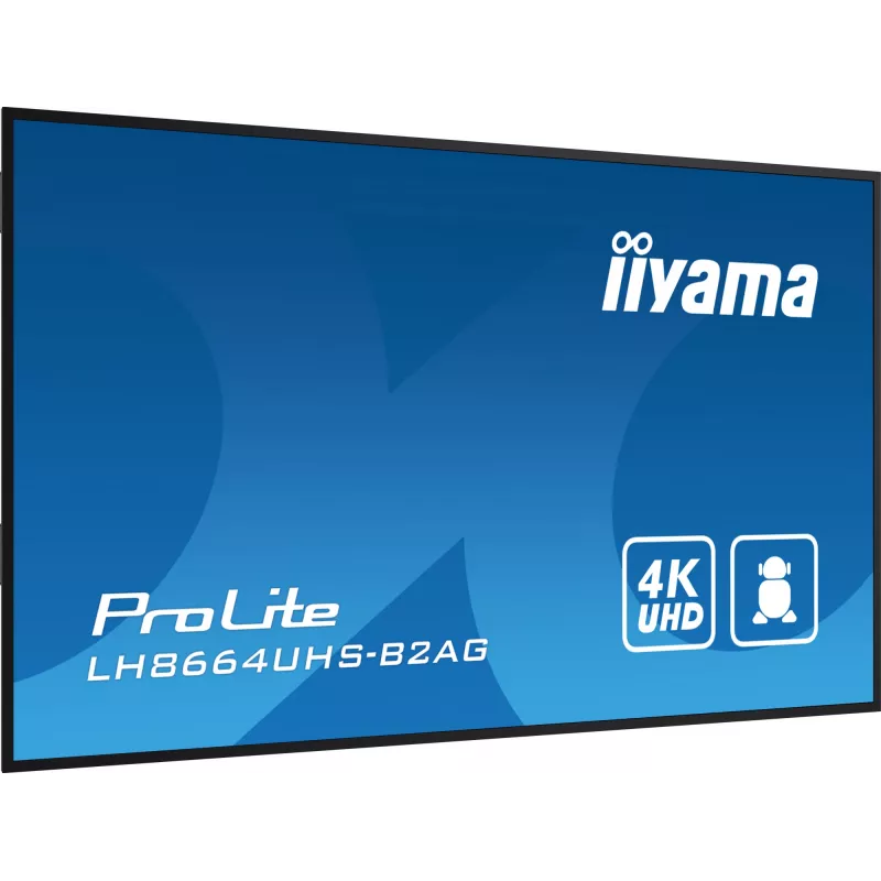 iiyama LH8664UHS-B2AG Wyświetlacz reklamowy Digital signage panel płaski 2.17 m (85.6 cala) Wi-Fi 500 cd/m² 4K Ultra HD Czarny Wbudowany procesor Android 11 24/7