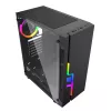 Obudowa PC GEMBIRD Fornax 2000 RGB Midi Tower Czarna — Micro ATX/ITX/ATX, 1x120mm tylny wentylator, 2x2.5 cala zatoki, 2x3.0 USB-A, Szkło hartowane