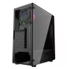 Obudowa PC GEMBIRD Fornax 2000 RGB Midi Tower Czarna — Micro ATX/ITX/ATX, 1x120mm tylny wentylator, 2x2.5 cala zatoki, 2x3.0 USB-A, Szkło hartowane