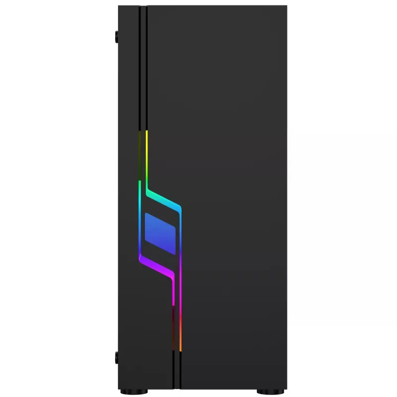 Obudowa PC GEMBIRD Fornax 2000 RGB Midi Tower Czarna — Micro ATX/ITX/ATX, 1x120mm tylny wentylator, 2x2.5 cala zatoki, 2x3.0 USB-A, Szkło hartowane
