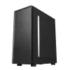 Obudowa PC GEMBIRD Fornax 160 Mini Tower — czarna, SPCC, obsługa ITX/mATX/ATX, 1×3,5 cala + 3×2,5 cala zatoki, 7 gniazd rozszerzeń, 445×185×390 mm