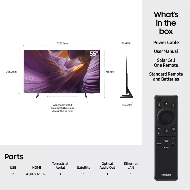Samsung QE55S85FAUXXH Telewizor 139,7 cm (55 cali) 4K Ultra HD Smart TV Wi-Fi Czarny