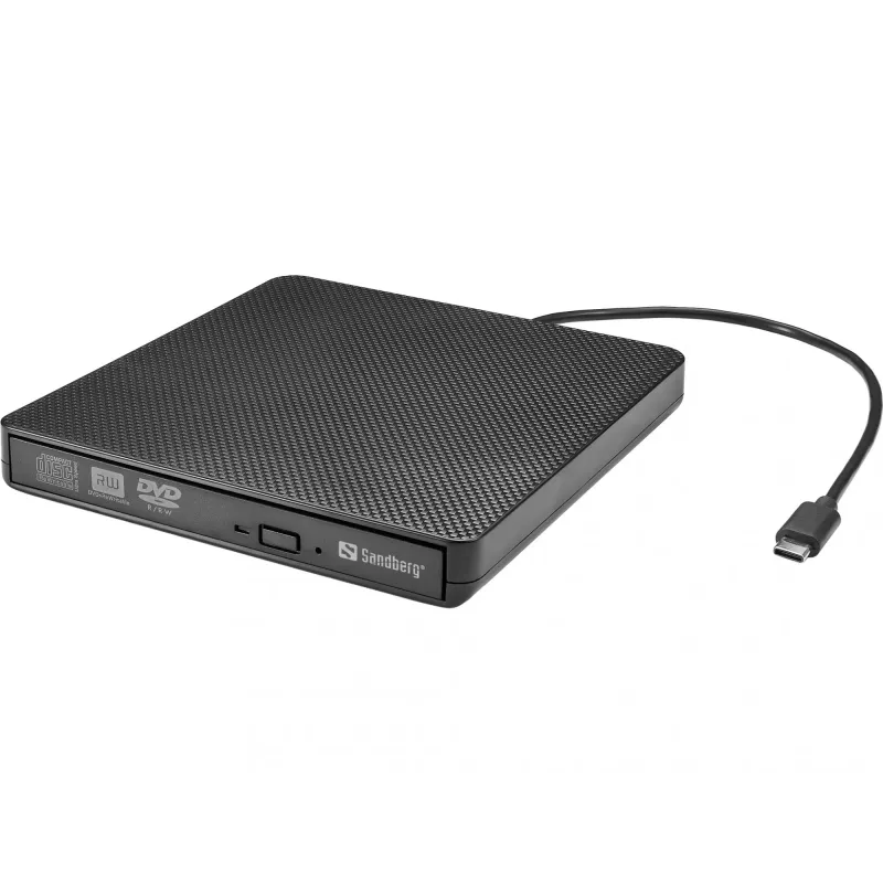 Sandberg USB-C/A DVD Drive, czarny, tacka, Komputer stacjonarny/Laptop, DVD Super Multi DL, USB Type-C, CD-R, CD-ROM, CD-RW, DVD+R DL, DVD-R, DVD-R DL, DVD-RAM, DVD-ROM, DVD-RW