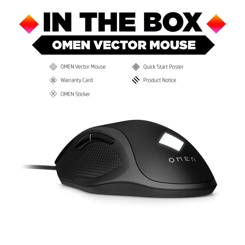 HP OMEN Vector mysz, praworęczna, IR LED, USB Type-A, 16000 DPI, 1 ms, Czarny
