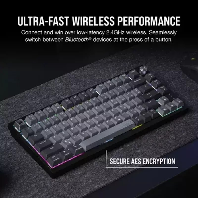 Mechaniczna klawiatura gamingowa Corsair K65 PLUS WIRELESS RGB Wireless USB Czarna