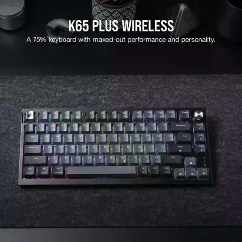 Mechaniczna klawiatura gamingowa Corsair K65 PLUS WIRELESS RGB Wireless USB Czarna