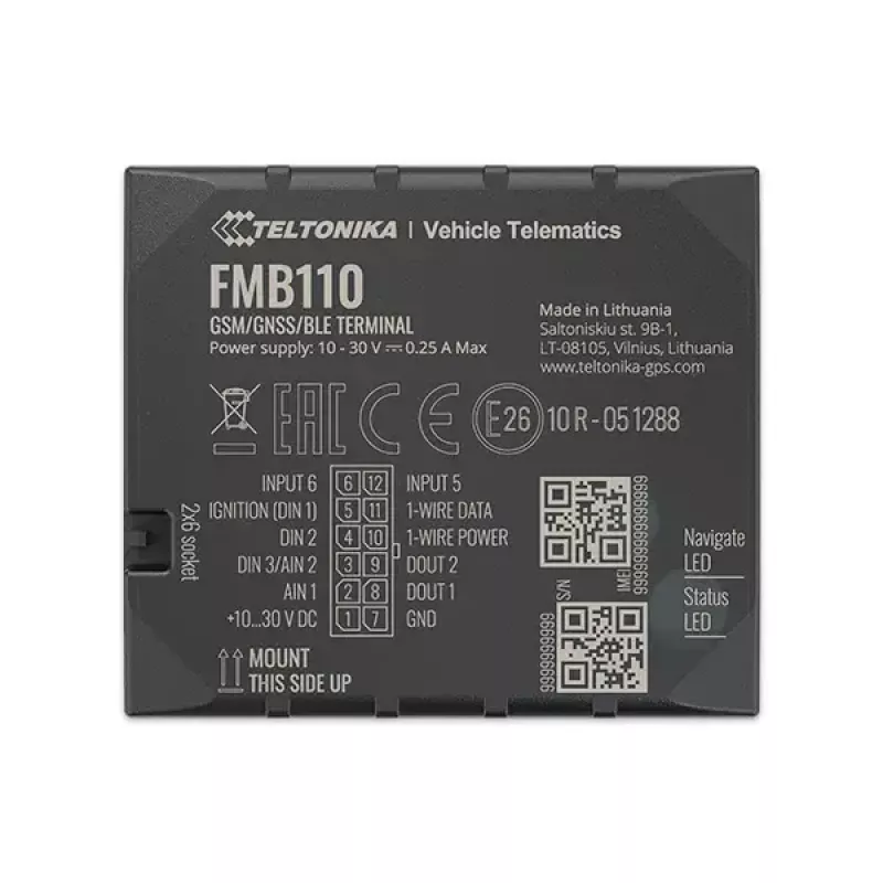 Lokalizator GPS Teltonika FMB110 Samochodowy Czarny Pyłoszczelny 0,128 GB