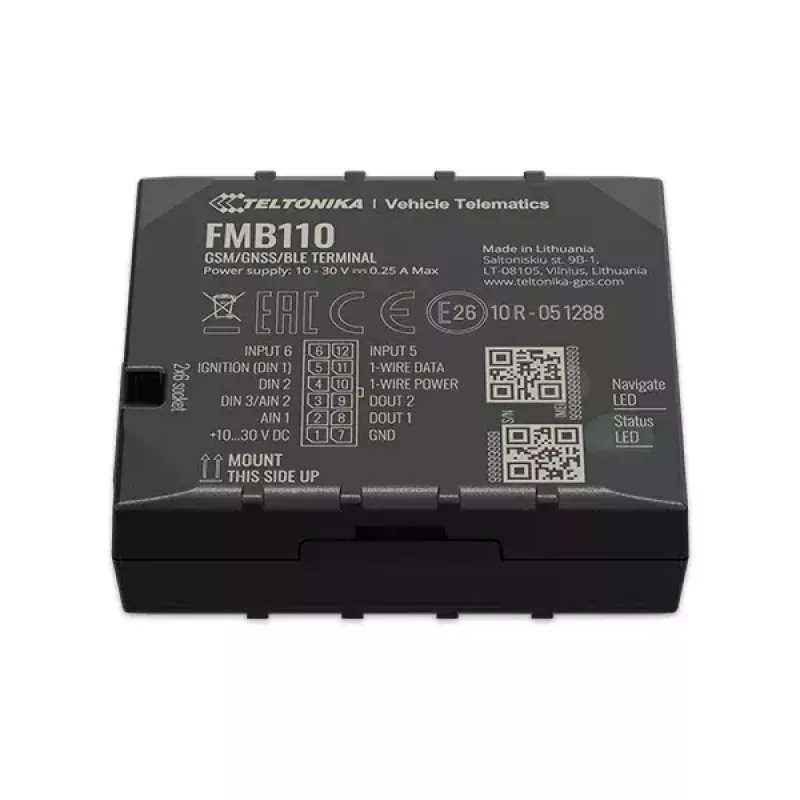 Lokalizator GPS Teltonika FMB110 Samochodowy Czarny Pyłoszczelny 0,128 GB