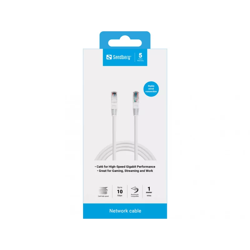 Kabel sieciowy Sandberg UTP Cat6 RJ-45 1m biały