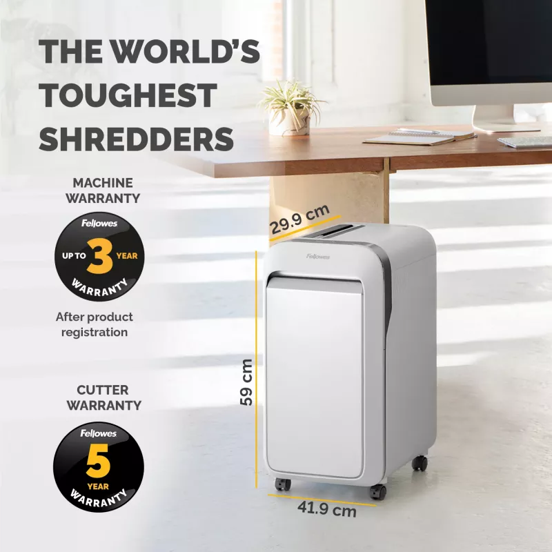 Fellowes LX Series Niszczarka do papieru LX221 20 kartek niszczarka mikrotnąca z wysuwanym koszem 30 l najwyższe bezpieczeństwo P5 biała