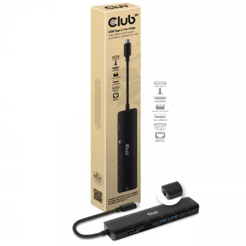 CLUB3D USB type C 7in1 Hub HDMI 4K60Hz SD TF Card slot 2x USB Type A USB Type C PD RJ45 Works with Thunderbolt 3