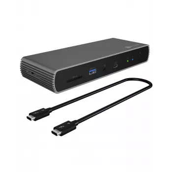 ICY BOX IB-DK8801-TB4 Przewodowy Thunderbolt 4 Antracytowy, Czarny