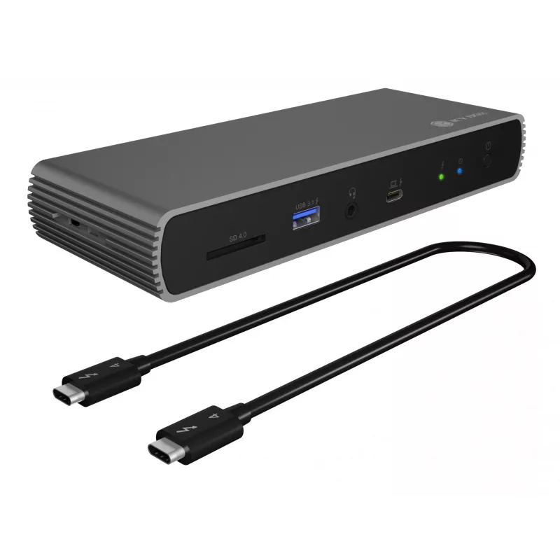 ICY BOX IB-DK8801-TB4 Przewodowy Thunderbolt 4 Antracytowy, Czarny