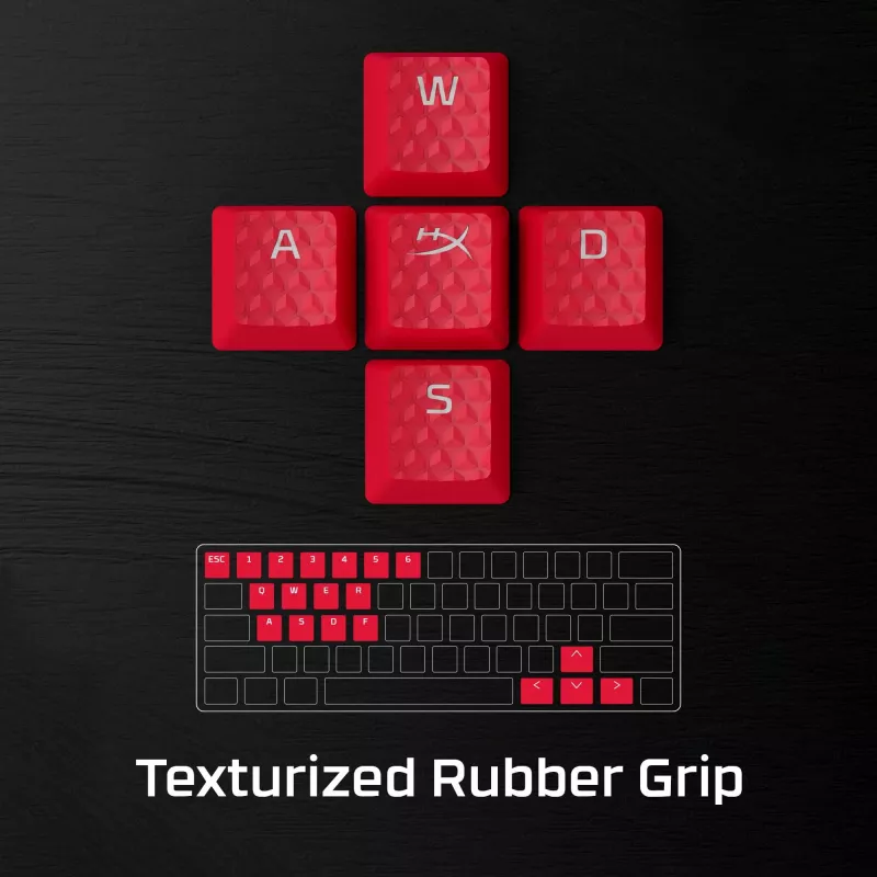 HyperX Rubber Keycaps - zestaw akcesoriów do gier - czerwony (układ US)