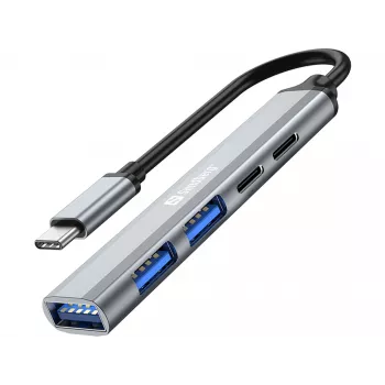 Sandberg USB-C do 3xUSB-A+2xUSB-C SAVER USB 3.2 Gen 1 Szary Aluminium