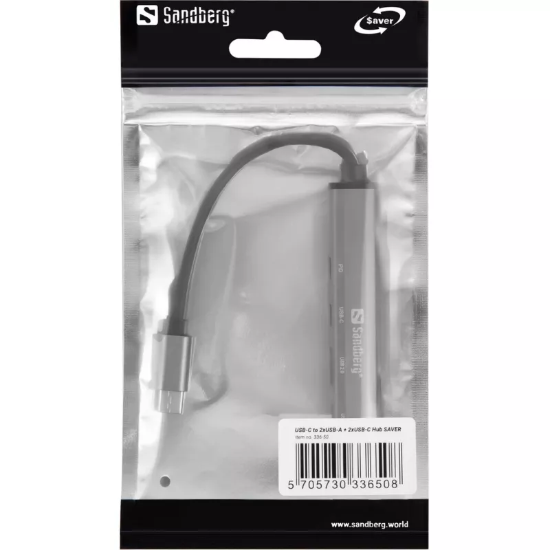 Sandberg USB-C do 3xUSB-A+2xUSB-C SAVER USB 3.2 Gen 1 Szary Aluminium