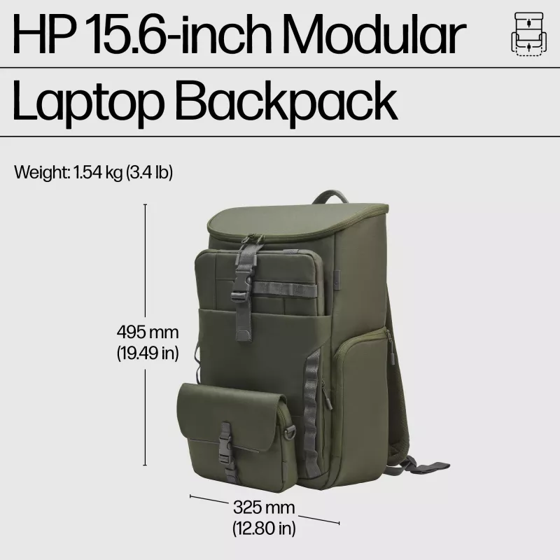 Plecak HP 15.6-calowy Modularny Plecak na Laptopa Maksymalny rozmiar ekranu 39,6 cm Waga 1,54 kg