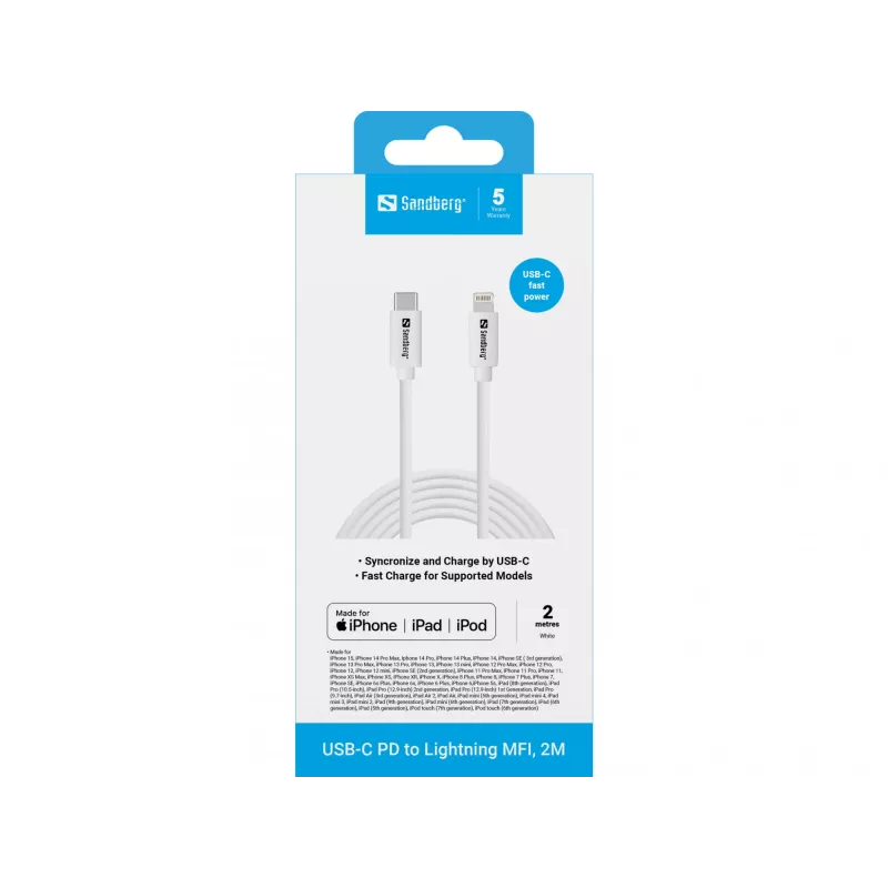 Sandberg USB-C PD do Lightning MFI 2M Kabel 2m Lightning USB C