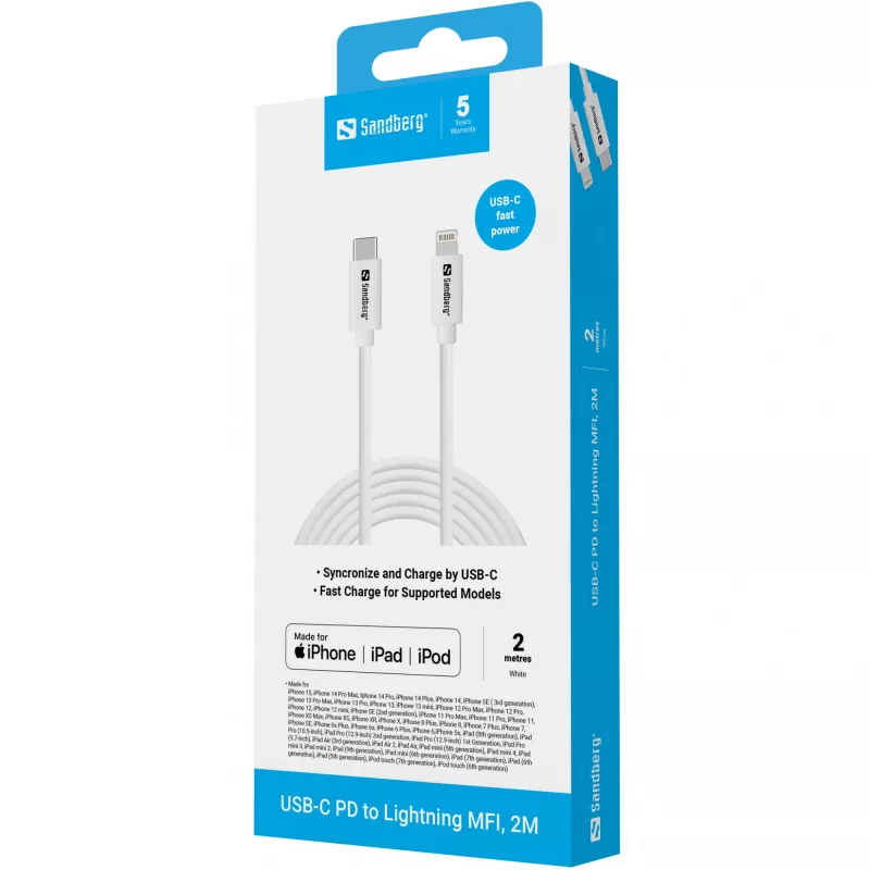 Sandberg USB-C PD do Lightning MFI 2M Kabel 2m Lightning USB C
