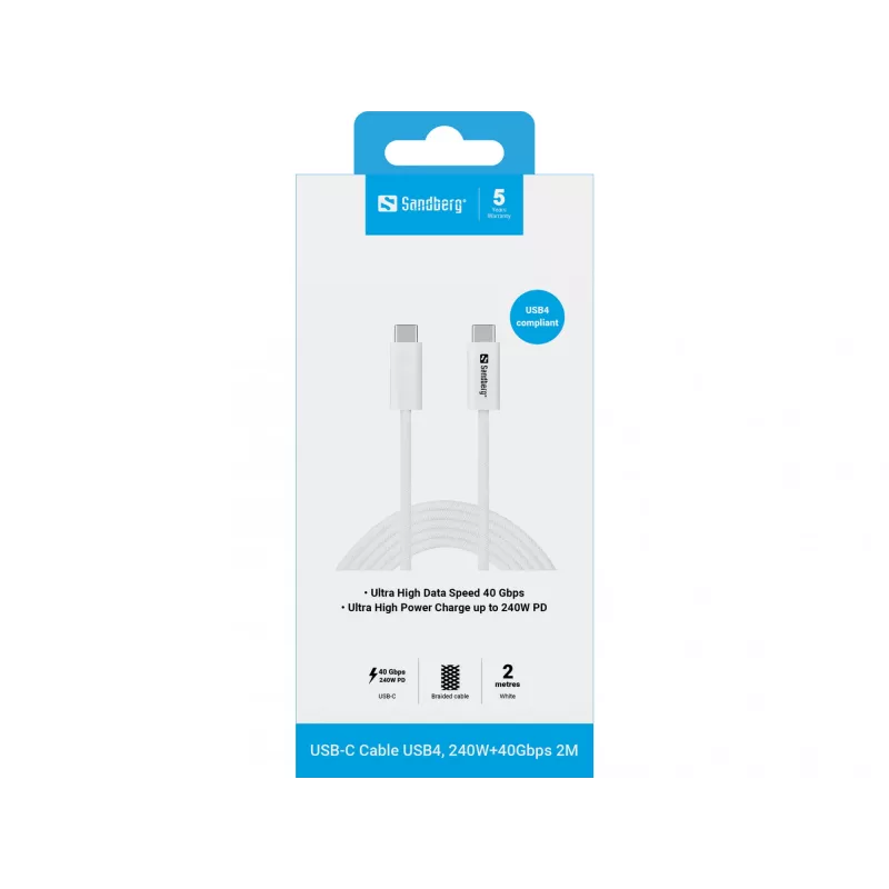 Kabel Sandberg USB-C do USB-C USB4 240W 40Gbps 2M