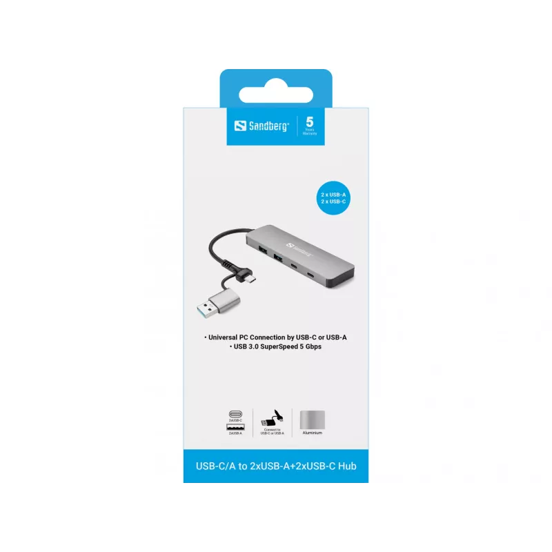 Sandberg USB-C/A to 2xUSB-A+2xUSB-C Hub