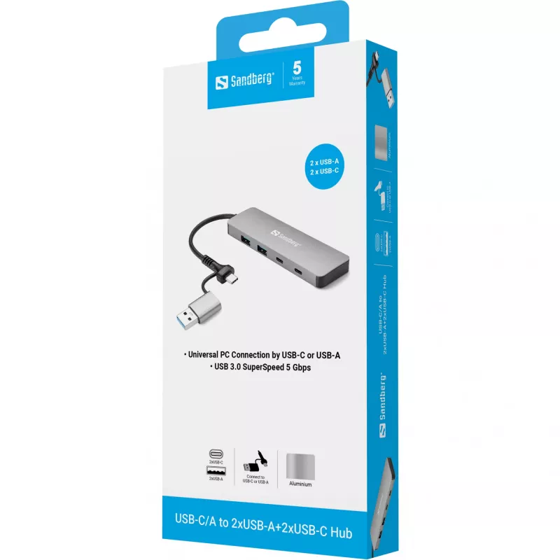 Sandberg USB-C/A to 2xUSB-A+2xUSB-C Hub