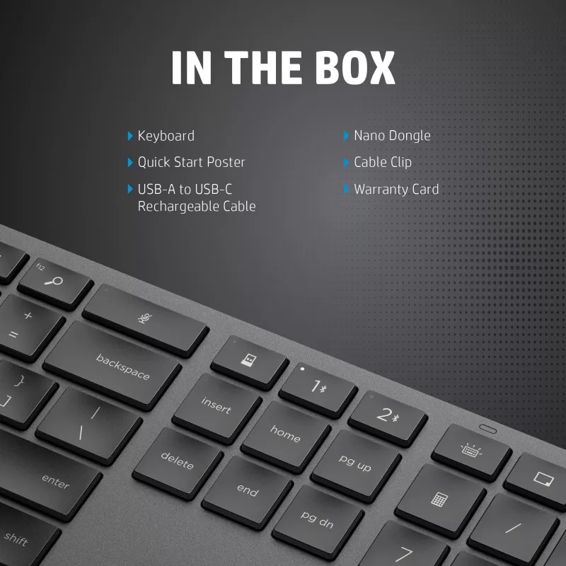 HP 975 Klawiatura bezprzewodowa dwutrybowa pełnowymiarowa mechaniczna QWERTY