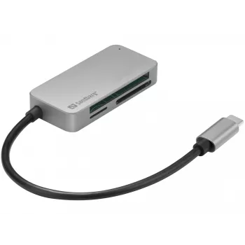 Czytnik kart wieloformatowych Sandberg USB-C Multi Card Reader Pro, CF, MMC, MicroSD (TransFlash), SD, SDHC, SDXC, xD, czarny, USB 3.2 Gen 1 (3.1 Gen 1) Type-C, 1 szt., 82 mm, 23 mm