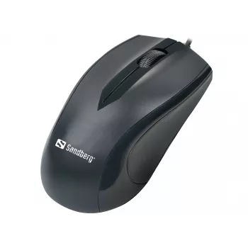 Mysz USB Sandberg, praworęczna, optyczna, USB typu A, 1200 DPI, czarna