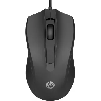 HP Wired mysz 100, Symetryczna, Optyczna, USB Typ-A, 1600 DPI, Czarna
