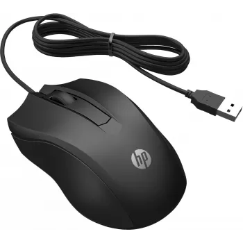 HP Wired mysz 100, Symetryczna, Optyczna, USB Typ-A, 1600 DPI, Czarna