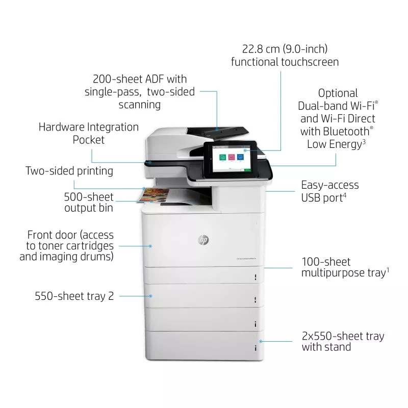 HP Color LaserJet Enterprise MFP M776dn, Laser, Druk kolorowy, 1200 x 1200 DPI, A3, Druk bezpośredni, Czarny, Biały