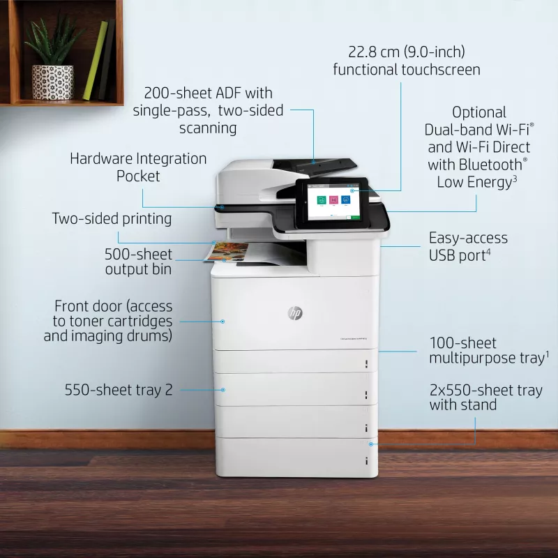 HP Color LaserJet Enterprise MFP M776dn, Laser, Druk kolorowy, 1200 x 1200 DPI, A3, Druk bezpośredni, Czarny, Biały