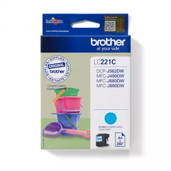 Wkład atramentowy Brother LC-221C niebieski 260 stron DCPJ562DW MFCJ480DW
