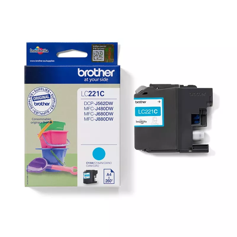 Wkład atramentowy Brother LC-221C niebieski 260 stron DCPJ562DW MFCJ480DW