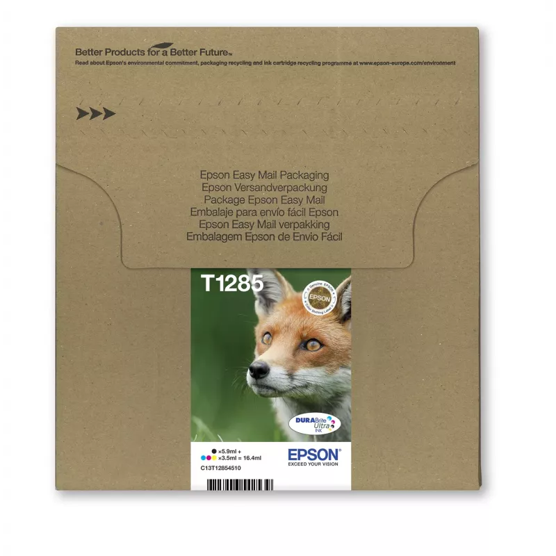 Wielopak wkładów atramentowych do drukarek atramentowych Epson Fox T128 EasyMail — 4 kolory (Czarny 5,9 ml; cyjan/magenta/żółty 3,5 ml)