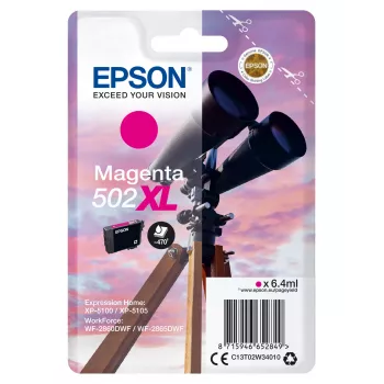Epson Singlepack magenta 502XL Ink, Wysoka (XL) wydajność, magenta, Tusz pigmentowy, 6.4 ml, 1 szt., 470 stron