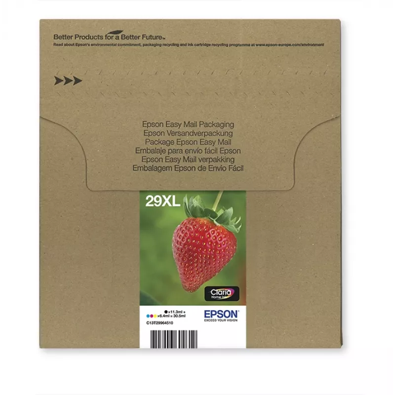 Epson Strawberry Multipack 4-kolory 29XL EasyMail, Wysoka (XL) wydajność, Czarny, Cyjan, magenta, Żółty, 11.3 ml, 6.4 ml, 1 szt., Zestaw