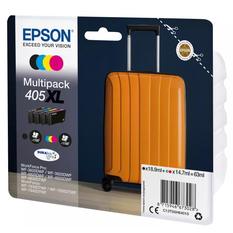 Wkład atramentowy Epson 405XL 1 szt. Oryginalny Wysokowydajny (XL) Czarny, Cyjan, magenta, Żółty