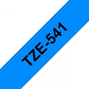 Taśma laminowana Brother 18 mm, czarny na niebieskim, TZe, szary, termotransfer, Filipiny, 5 lat