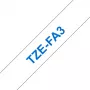 Taśma do etykietowania Brother TZE-FA3 z niebieskim nadrukiem na białym tle